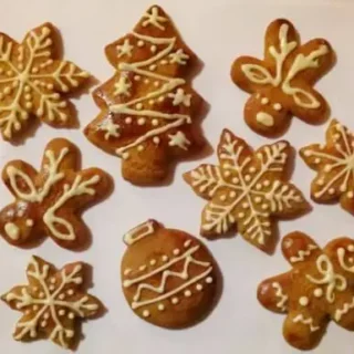 Christmas themed decorated gingerbread cookies