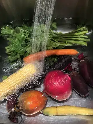 washing vegetables