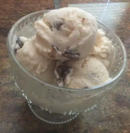 Homemade ice cream in a bowl